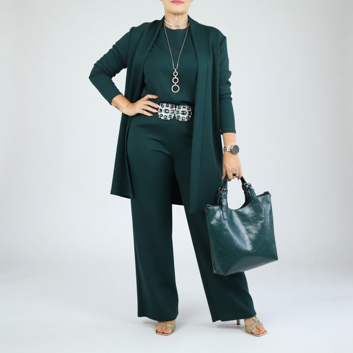 Élégantine™ — Conjunto de tres piezas: cárdigan y pantalón elegante
