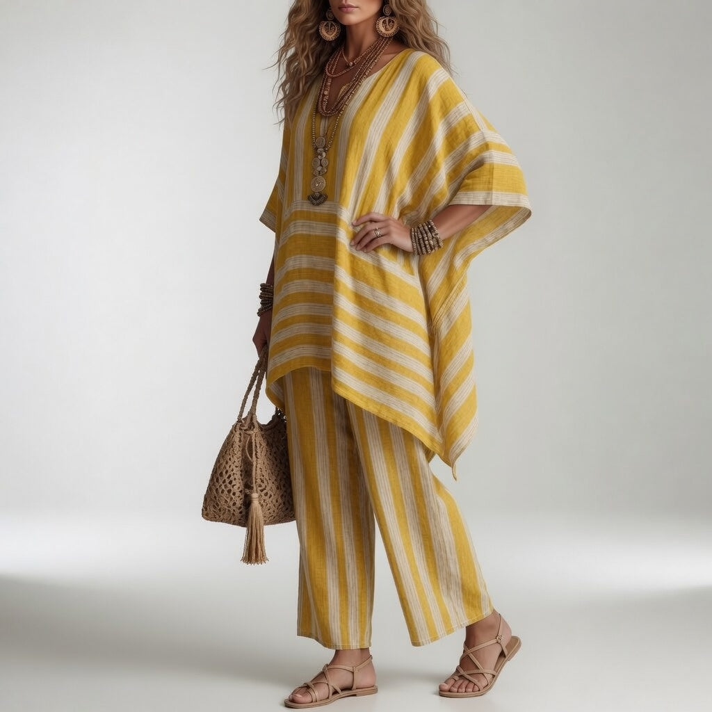 Galatea™ — Conjunto a rayas bohemio de libertad mediterránea
