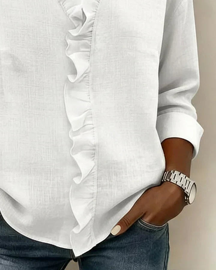 Claire™ | Blouse à encolure en V et volants délicats