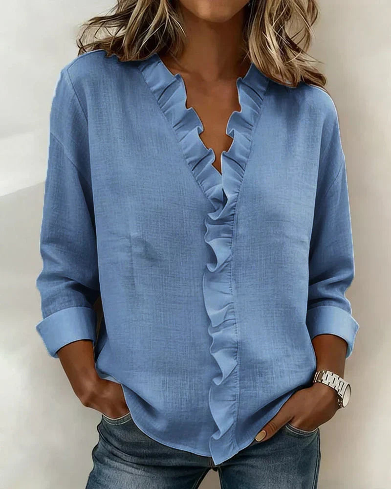 Claire™ | Blouse à encolure en V et volants délicats