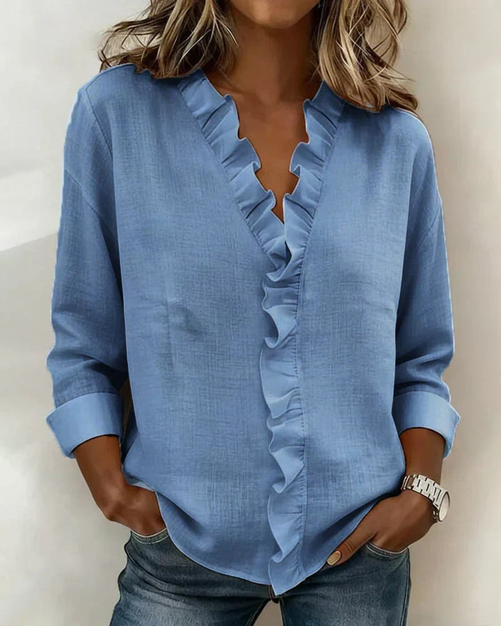 Claire™ | Blouse à encolure en V et volants délicats