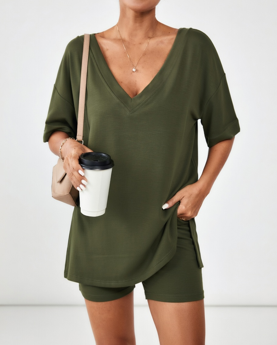 Louisette™ — Conjunto de camiseta oversize y short cómodo y casual