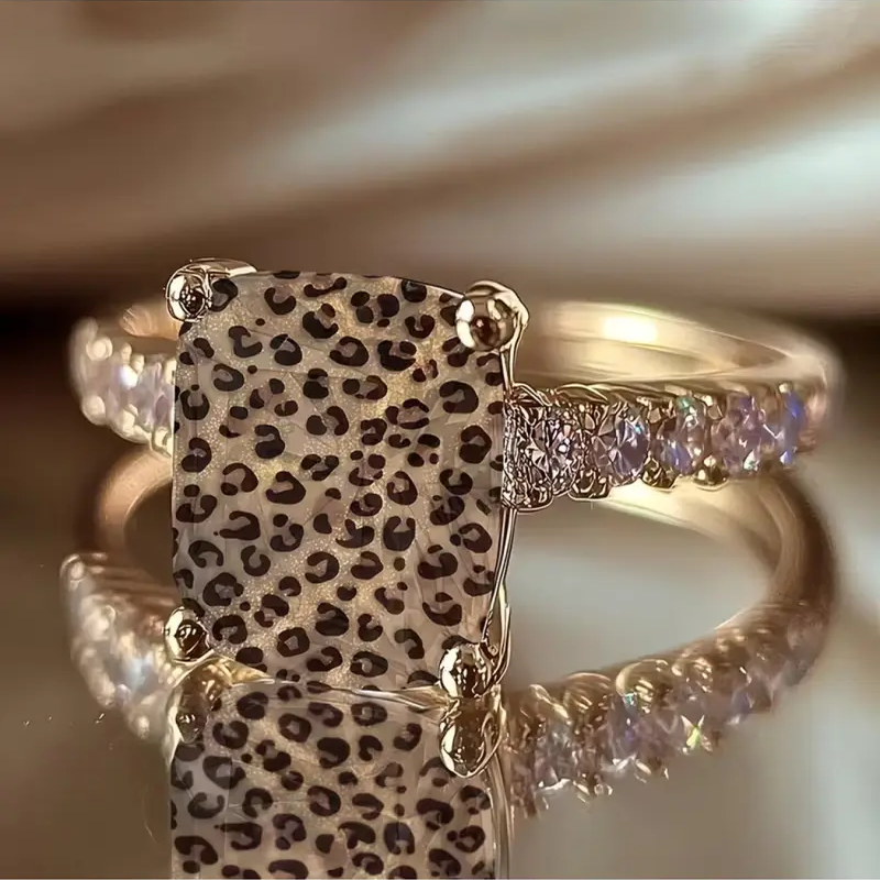 Anillo Cuadrado De Leopardo