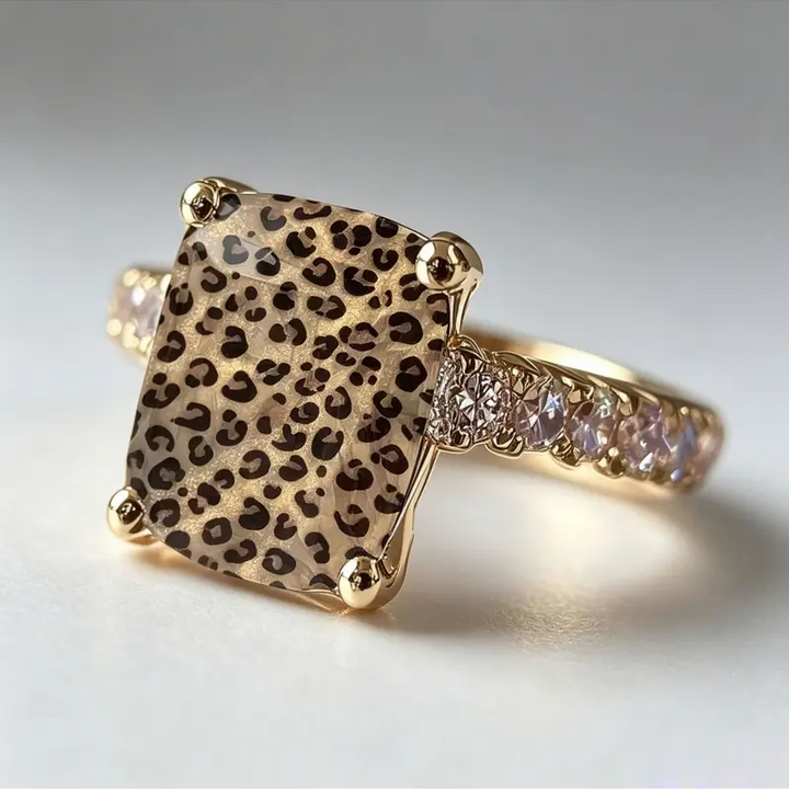 Anillo Cuadrado De Leopardo