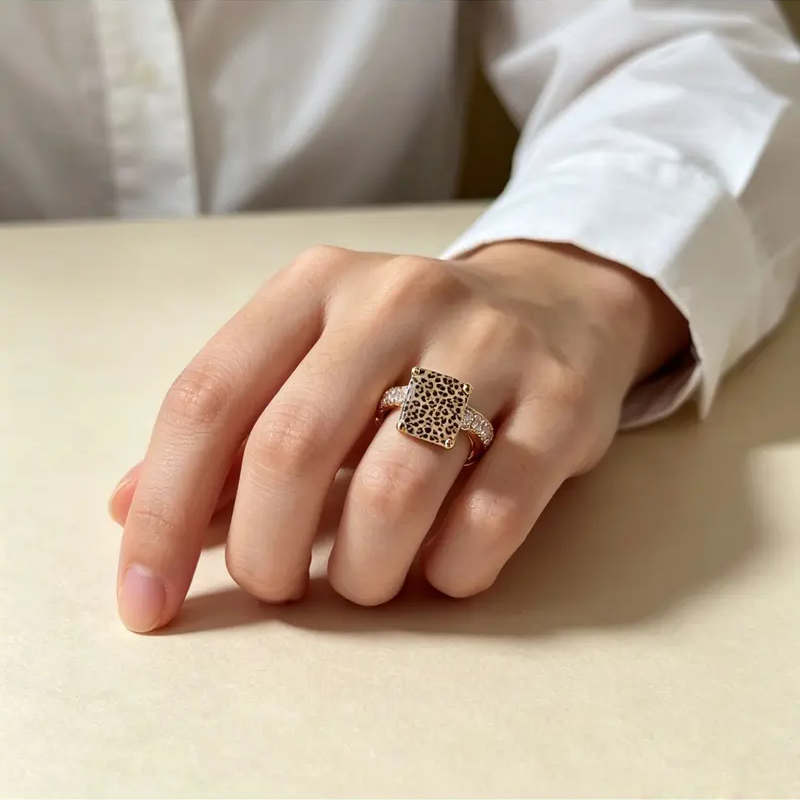 Anillo Cuadrado De Leopardo