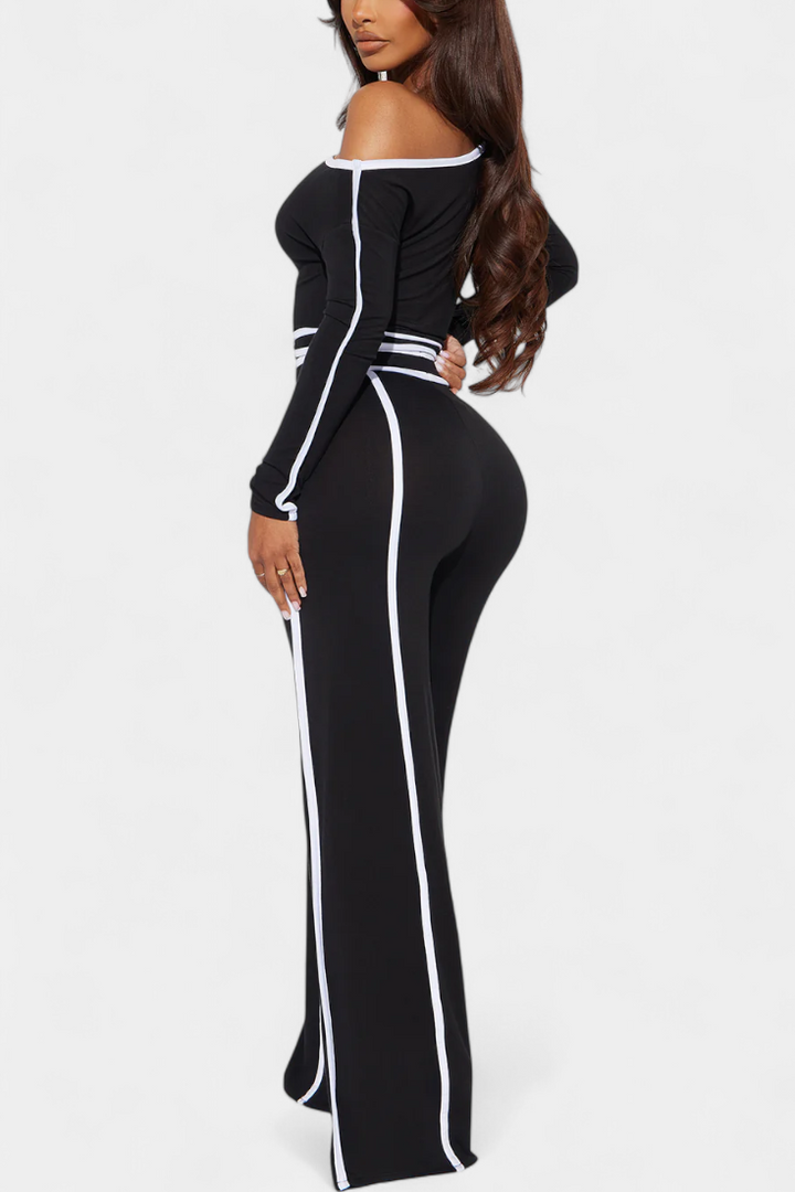 Krystelle Conjunto Off-Shoulder con Pantalón de Corte Recto