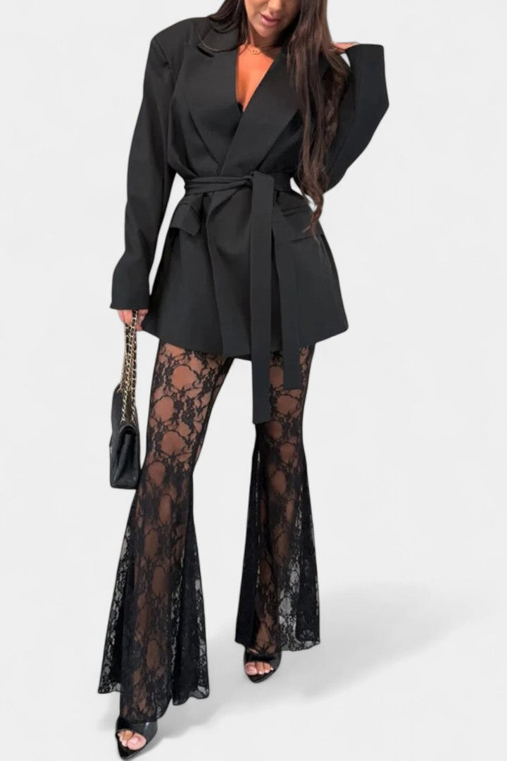 Demelza Conjunto de Blazer Oversized y Pantalones con Encaje Floral