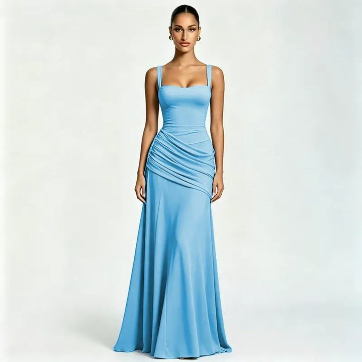 ELLA | Vestido maxi con escote cuadrado fruncido