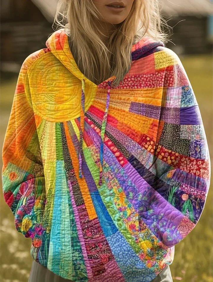Dawnella™ | Sudadera con Capucha Bohemia Multicolor de Retales